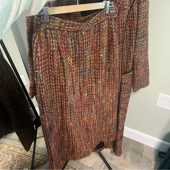 Incredible vintage rainbow tweed trench coat and skirt set designer NY - Picture 8 of 11